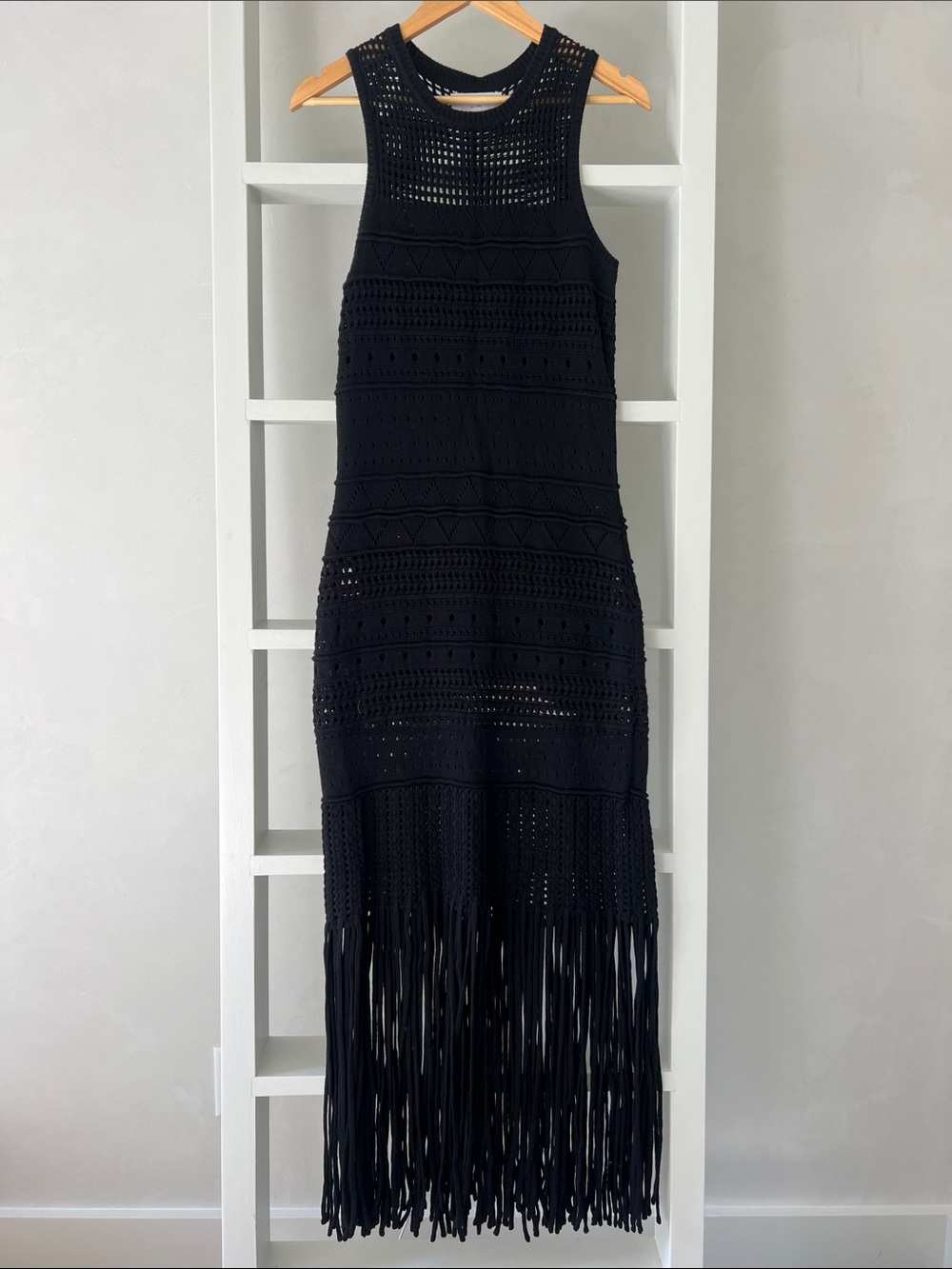 La Ligne Lou Crochet Fringe Maxi Dress — Sleeveless Knit
